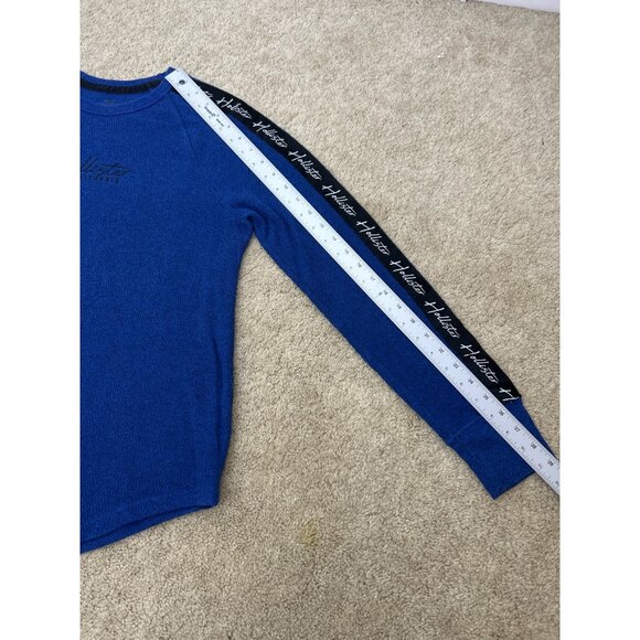 Hollister Blue Thermal Long Sleeve Shirt Logo Tape Raglan Style Size S - Picture 9 of 12